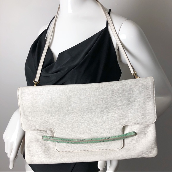 Iacucci Handbags - Iacucci Italian Leather Envelope White & Turquoise